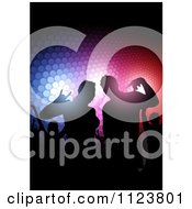 Clipart Of Silhouetted Party People Dancing Over Colorful Lights Royalty Free Vector Illustration