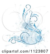 Poster, Art Print Of Floral Design With Grunge And A Blue Splash