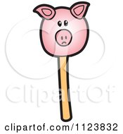 Cartoon Of A Pig Cake Pop Dessert Royalty Free Vector Clipart by Mascot Junction