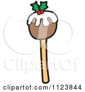 Cartoon Of A Christmas Pudding Cake Pop Dessert Royalty Free Vector Clipart