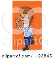 Cartoon Of A Weird Playboy Looking Over His Glasses And Leaning Against A Brick Wall Royalty Free Vector Clipart