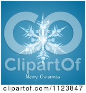 Poster, Art Print Of Icy Snowflake Over Merry Christmas Text On Blue