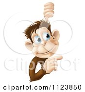 Poster, Art Print Of Happy Monkey Pointing To A Sign