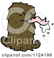 Fantasy Cartoon Of A Brown Hairy Halloween Monster Royalty Free Vector Clipart