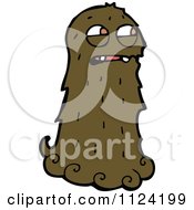 Fantasy Cartoon Of A Brown Hairy Halloween Monster Royalty Free Vector Clipart