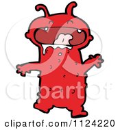 Fantasy Cartoon Of A Red Monster Or Alien Royalty Free Vector Clipart