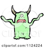 Fantasy Cartoon Of A Green Alien Or Monster Royalty Free Vector Clipart