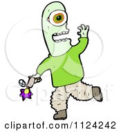 Fantasy Cartoon Of A Green Alien Or Monster Royalty Free Vector Clipart