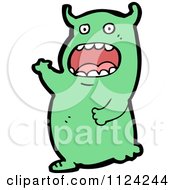 Fantasy Cartoon Of A Green Alien Or Monster Royalty Free Vector Clipart