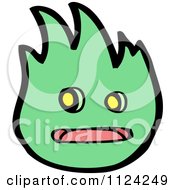 Fantasy Cartoon Of A Green Flame Alien Or Monster Royalty Free Vector Clipart
