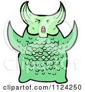 Fantasy Cartoon Of A Green Alien Or Monster Royalty Free Vector Clipart