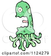 Fantasy Cartoon Of A Green Tentacled Alien Or Monster Royalty Free Vector Clipart