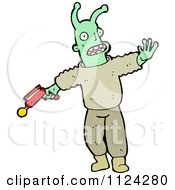 Poster, Art Print Of Green Alien Or Monster With A Ray Gun