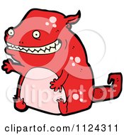 Fantasy Cartoon Of A Red Monster Or Alien - Royalty Free Vector Clipart by lineartestpilot #COLLC1124311-0180