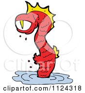 Fantasy Cartoon Of A Red Sea Monster Or Alien Royalty Free Vector Clipart