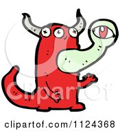 Fantasy Cartoon Of A Red Monster Or Alien Royalty Free Vector Clipart