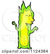 Fantasy Cartoon Of A Yellow And Green Monster Or Alien Royalty Free Vector Clipart
