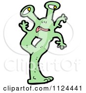 Fantasy Cartoon Of A Green Alien Or Monster Royalty Free Vector Clipart