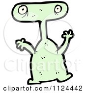 Fantasy Cartoon Of A Green Alien Or Monster Royalty Free Vector Clipart