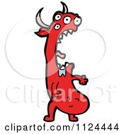 Fantasy Cartoon Of A Red Monster Or Alien Royalty Free Vector Clipart