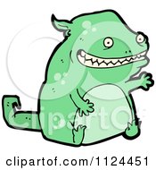 Fantasy Cartoon Of A Green Alien Or Monster Royalty Free Vector Clipart
