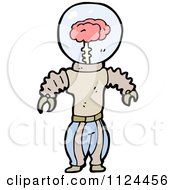 Fantasy Cartoon Of A Robot With A Floating Brain Royalty Free Vector Clipart