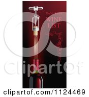 Clipart Of A Corkscrew And Shooting Cork Over A Red Wine Bottle With Text Royalty Free Vector Illustration