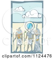 Poster, Art Print Of Woodcut Anubis Gods And Desert