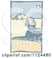 Clipart Of A Woodcut Sphinx And Egyptian Pyramids Royalty Free Vector Illustration