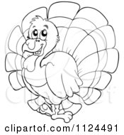 Poster, Art Print Of Outlined Cute Turkey Bird