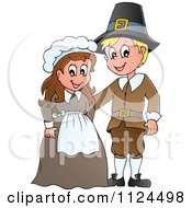 Poster, Art Print Of Thanksgiving Pilgrim Couple