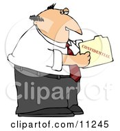 Businessman Peeking In A Confidential File Clipart Picture