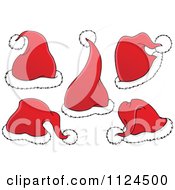 Cartoon Of Red And White Christmas Santa Hats Royalty Free Vector Clipart