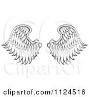 Poster, Art Print Of Pair Of Black And White Angel Wings
