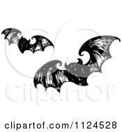 Poster, Art Print Of Sketched Black And White Flying Halloween Bats 2