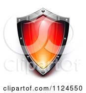 Poster, Art Print Of 3d Steel And Red Security Shield