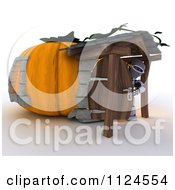 Poster, Art Print Of 3d Robot In A Pumpkin Cottage House