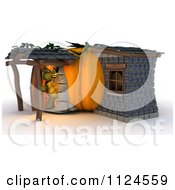 Poster, Art Print Of 3d Tortoise In A Pumpkin Cottage House