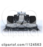 Poster, Art Print Of 3d Silver Race Car From The Front