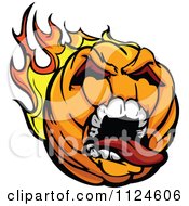 Poster, Art Print Of Screaming Flying Fiery Halloween Pumpkin Jackolantern