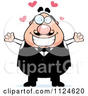 Cartoon Of A Happy Chubby Male Waiter Wanting A Hug Royalty Free Vector Clipart
