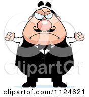 Cartoon Of An Angry Chubby Male Waiter Royalty Free Vector Clipart