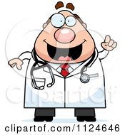 Cartoon Of A Happy Chubby Male Doctor Or Veterinarian With An Idea Royalty Free Vector Clipart