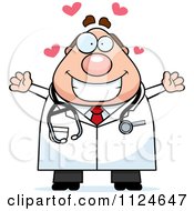 Cartoon Of A Happy Chubby Male Doctor Or Veterinarian Wanting A Hug Royalty Free Vector Clipart