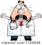 Cartoon Of A Panicking Chubby Male Doctor Or Veterinarian Royalty Free Vector Clipart