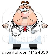 Cartoon Of A Depressed Chubby Male Doctor Or Veterinarian Royalty Free Vector Clipart