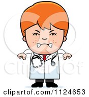 Cartoon Of An Angry Red Haired Doctor Or Veterinarian Boy Royalty Free Vector Clipart