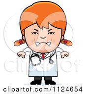 Cartoon Of An Angry Red Haired Doctor Or Veterinarian Girl Royalty Free Vector Clipart