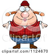 Cartoon Of A Happy Chubby Female Lumberjack Royalty Free Vector Clipart