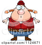 Cartoon Of A Surprised Chubby Female Lumberjack Royalty Free Vector Clipart